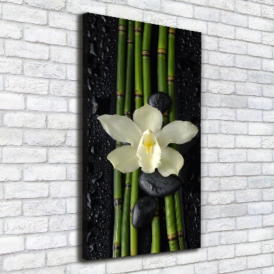 Verticaal schilderij op canvas Orchidee en bamboe
