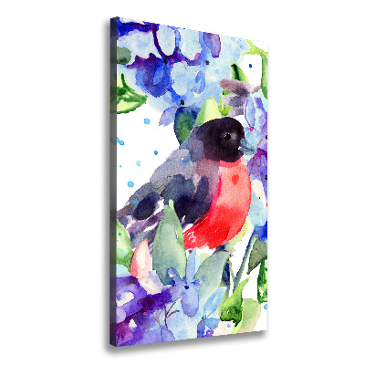 Verticaal canvasschilderij Vogels en bloemen