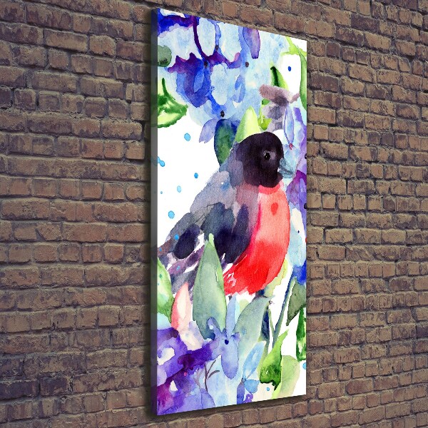 Verticaal canvasschilderij Vogels en bloemen
