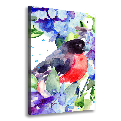 Verticaal canvasschilderij Vogels en bloemen
