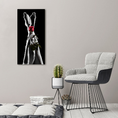 Verticaal schilderij op canvas Roos en voeten