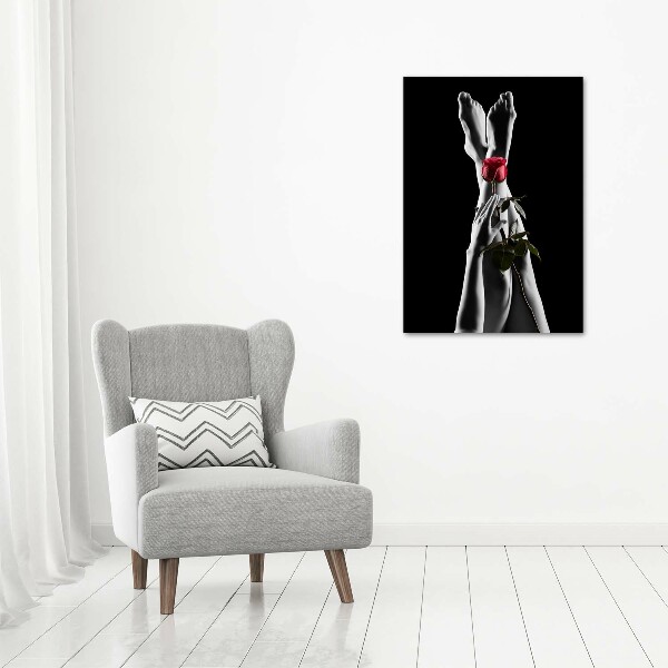 Verticaal schilderij op canvas Roos en voeten