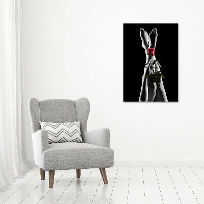 Verticaal schilderij op canvas Roos en voeten