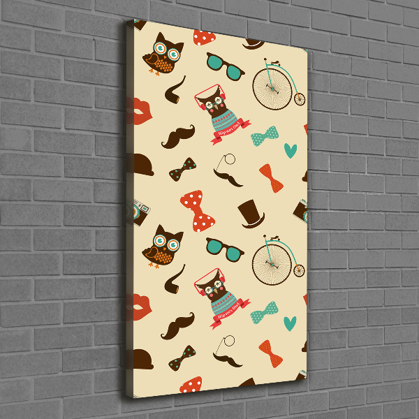 Verticaal canvasschilderij Uilen fietsbril