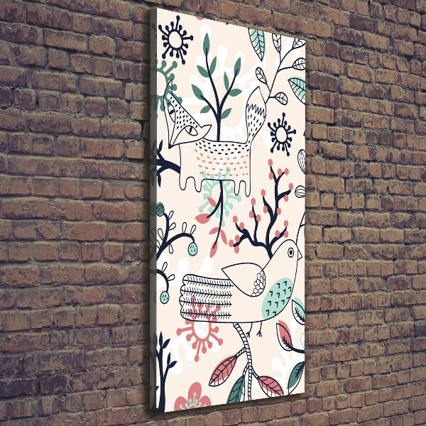 Verticale foto op canvas Dieren en bloemen