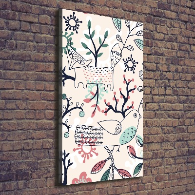 Verticale foto op canvas Dieren en bloemen