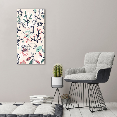 Verticale foto op canvas Dieren en bloemen