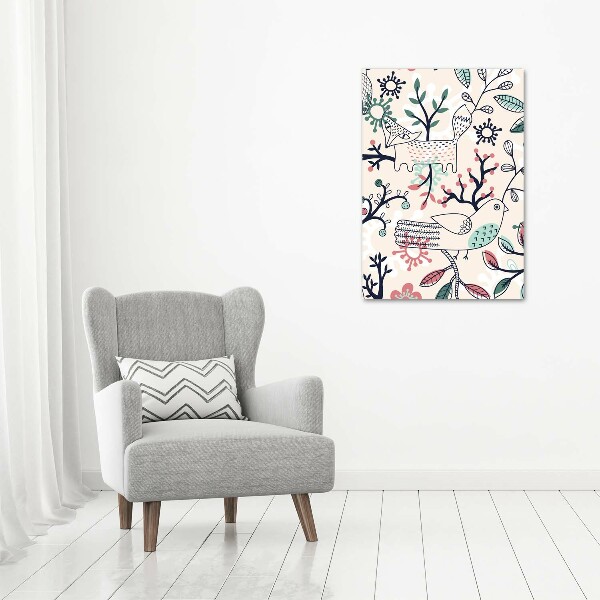 Verticale foto op canvas Dieren en bloemen