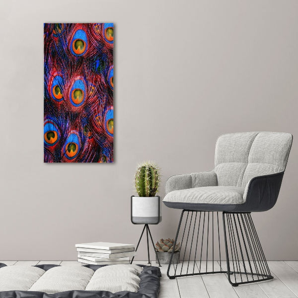 Verticaal schilderij op canvas Pauwenveren