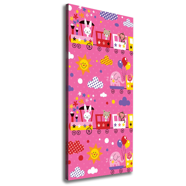 Verticaal schilderij op canvas Vrolijke Trein