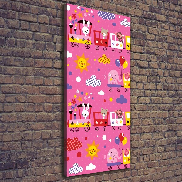 Verticaal schilderij op canvas Vrolijke Trein