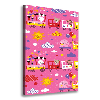 Verticaal schilderij op canvas Vrolijke Trein