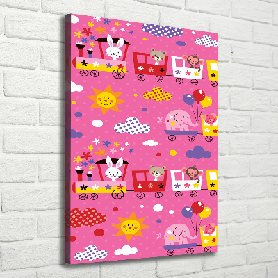 Verticaal schilderij op canvas Vrolijke Trein