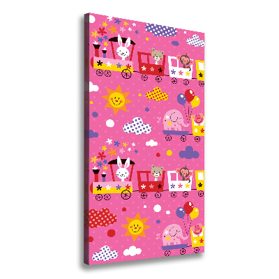 Verticaal schilderij op canvas Vrolijke Trein