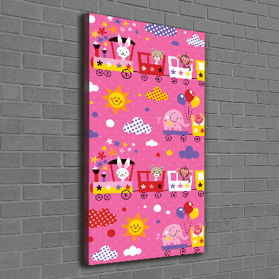 Verticaal schilderij op canvas Vrolijke Trein