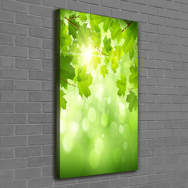 Verticaal canvasschilderij Groene bladeren