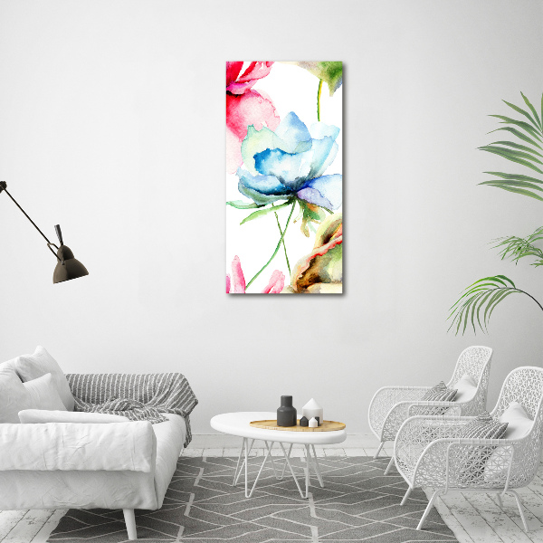 Verticaal canvasschilderij Klaprozen