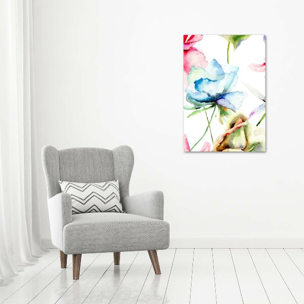 Verticaal canvasschilderij Klaprozen