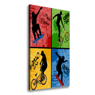 Verticale canvasfoto Fiets en skateboard