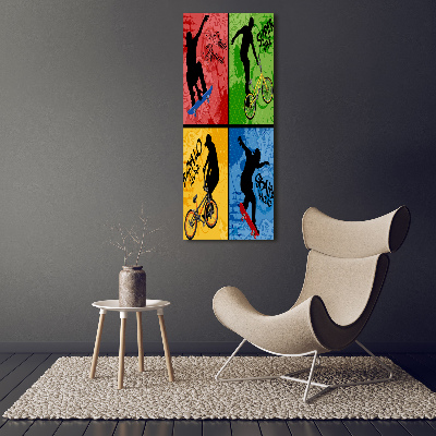 Verticale canvasfoto Fiets en skateboard