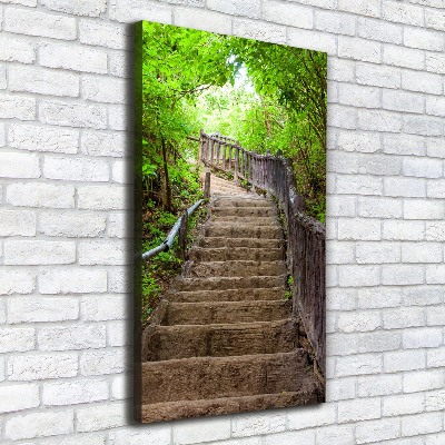 Verticale canvasfoto Trappen in het bos