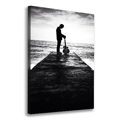 Verticaal canvasschilderij Gitarist op de pier