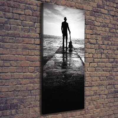 Verticaal schilderij op canvas Gitarist op de pier