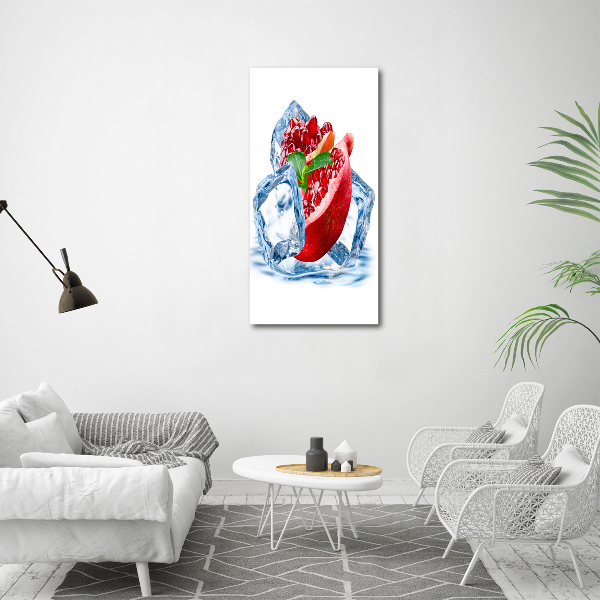 Verticaal schilderij op canvas Granaatappel en ijs