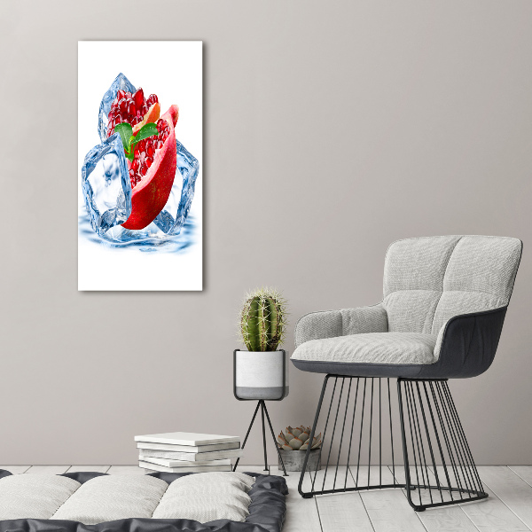 Verticaal schilderij op canvas Granaatappel en ijs