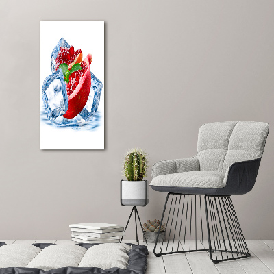 Verticaal schilderij op canvas Granaatappel en ijs