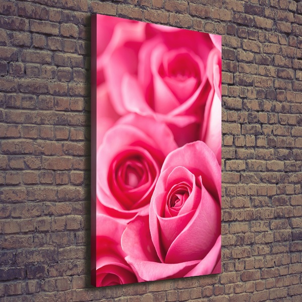 Verticaal canvasschilderij Roze rozen