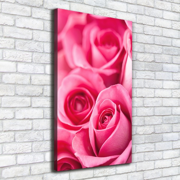 Verticaal canvasschilderij Roze rozen