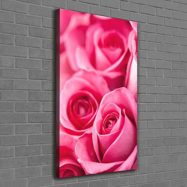 Verticaal canvasschilderij Roze rozen