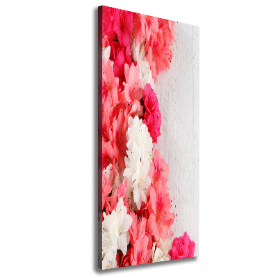 Verticaal schilderij op canvas Bloemen op hout