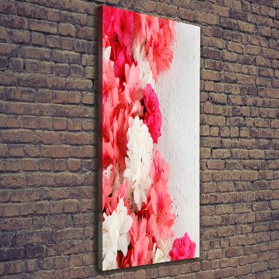 Verticaal schilderij op canvas Bloemen op hout