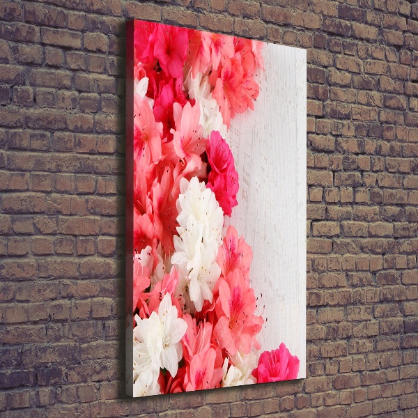 Verticaal schilderij op canvas Bloemen op hout