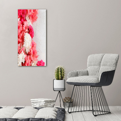 Verticaal schilderij op canvas Bloemen op hout