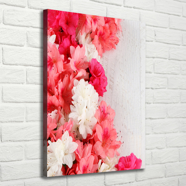 Verticaal schilderij op canvas Bloemen op hout