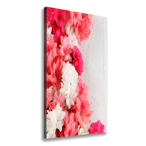 Verticaal schilderij op canvas Bloemen op hout