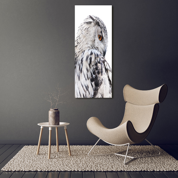 Verticale canvasfoto Witte uil