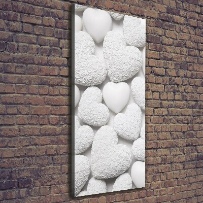 Verticaal schilderij op canvas Witte hartachtergrond