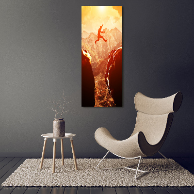 Verticale canvasfoto Spring over de afgrond