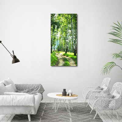 Verticaal schilderij op canvas Berkenbos