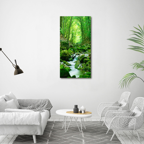 Verticaal canvasschilderij Een beekje in de jungle