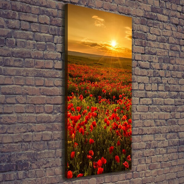 Verticaal schilderij op canvas Klaprozenveld