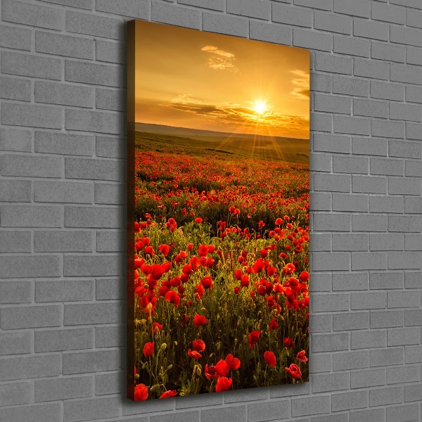 Verticaal schilderij op canvas Klaprozenveld