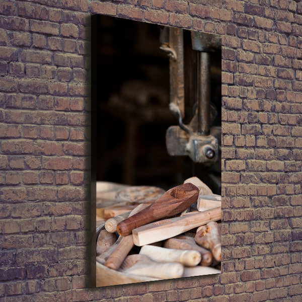 Verticaal schilderij op canvas Houten gereedschap