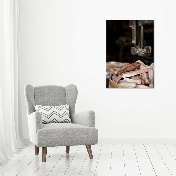 Verticaal schilderij op canvas Houten gereedschap