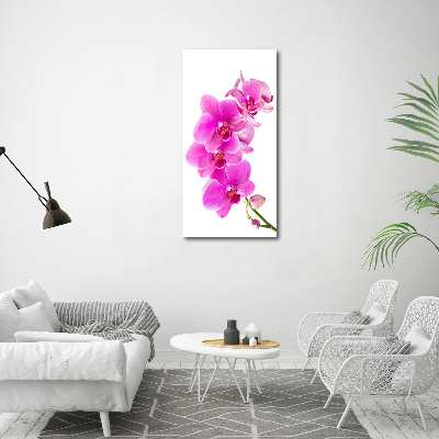 Verticaal canvasschilderij Roze orchidee