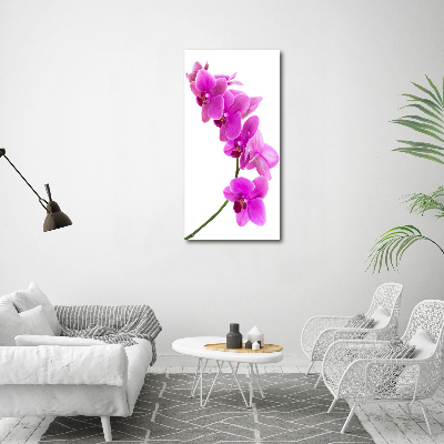 Verticaal schilderij op canvas Roze orchidee